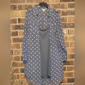 Old Navy Large Sheer gray and white polka dot tunic with matching tank
